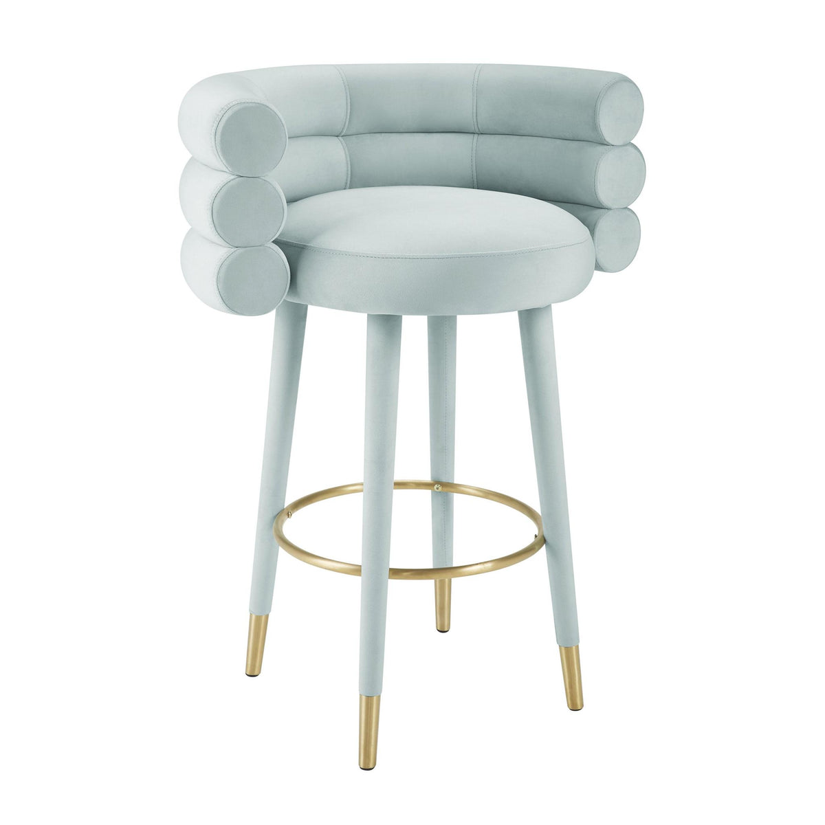 TOV Furniture Modern Betty Sea Foam Green Velvet Barstool - TOV-D6454