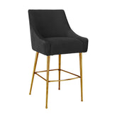 TOV Furniture Modern Beatrix Pleated Black Velvet Bar Stool - TOV-D68223