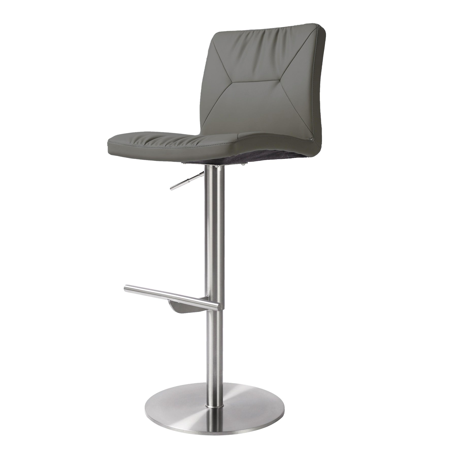 TOV Furniture Modern Paddy Dark Grey Vegan Leather on Silver Adjustable Stool - TOV-D68624