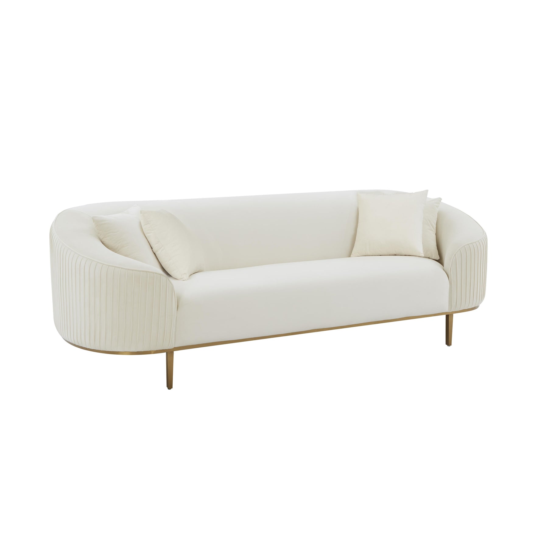 TOV Furniture Modern Michelle Cream Velvet Pleated Sofa - TOV-IHL68659