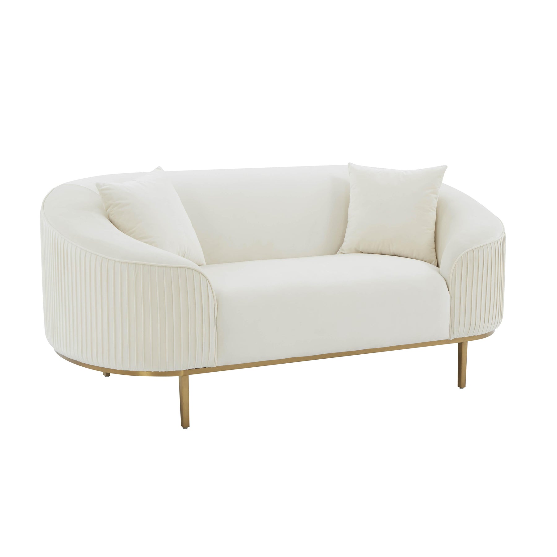 TOV Furniture Modern Michelle Cream Velvet Pleated Loveseat - TOV-IHL68661