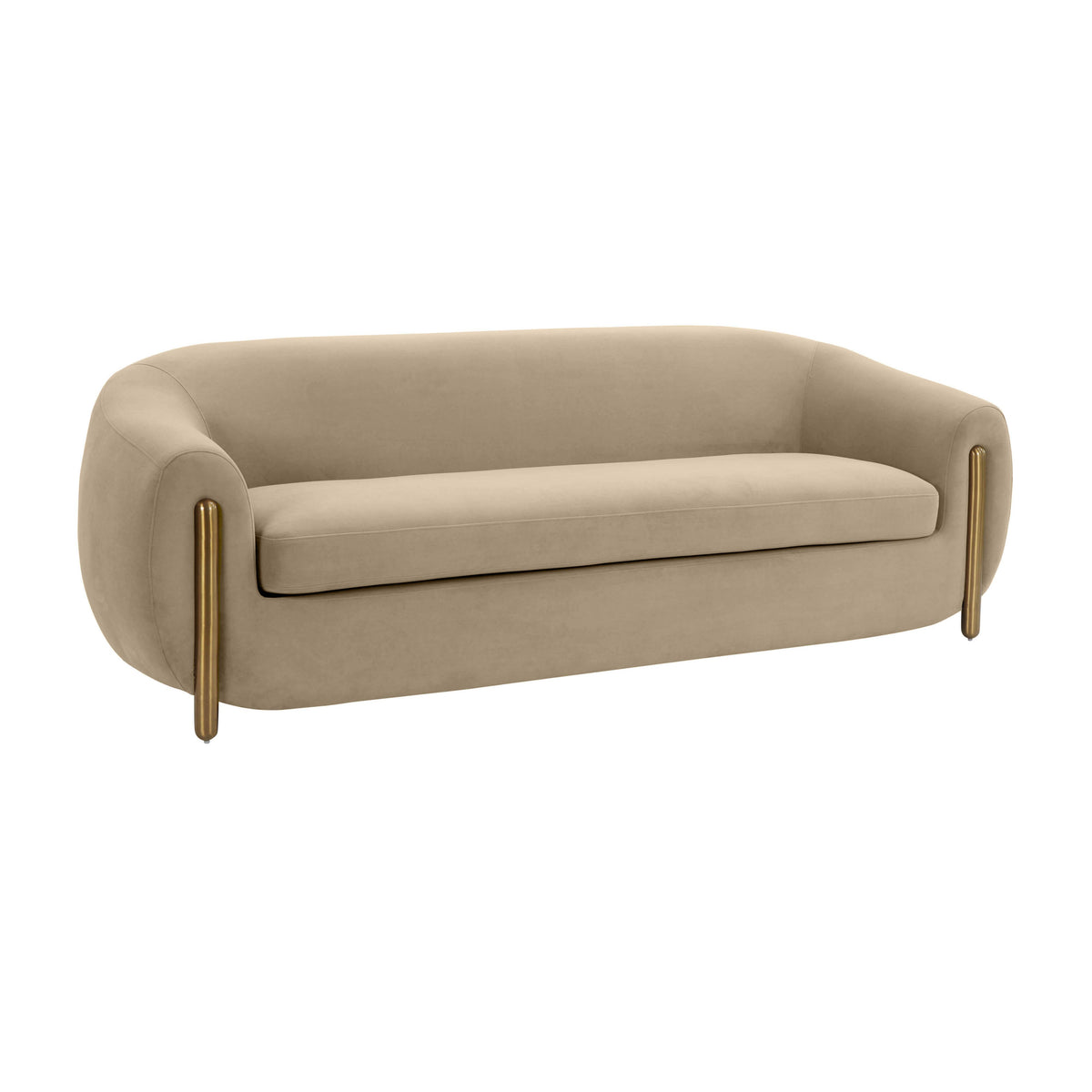 TOV Furniture Modern Lina Cafe Au Lait Brown Velvet Sofa - TOV-IHL68673