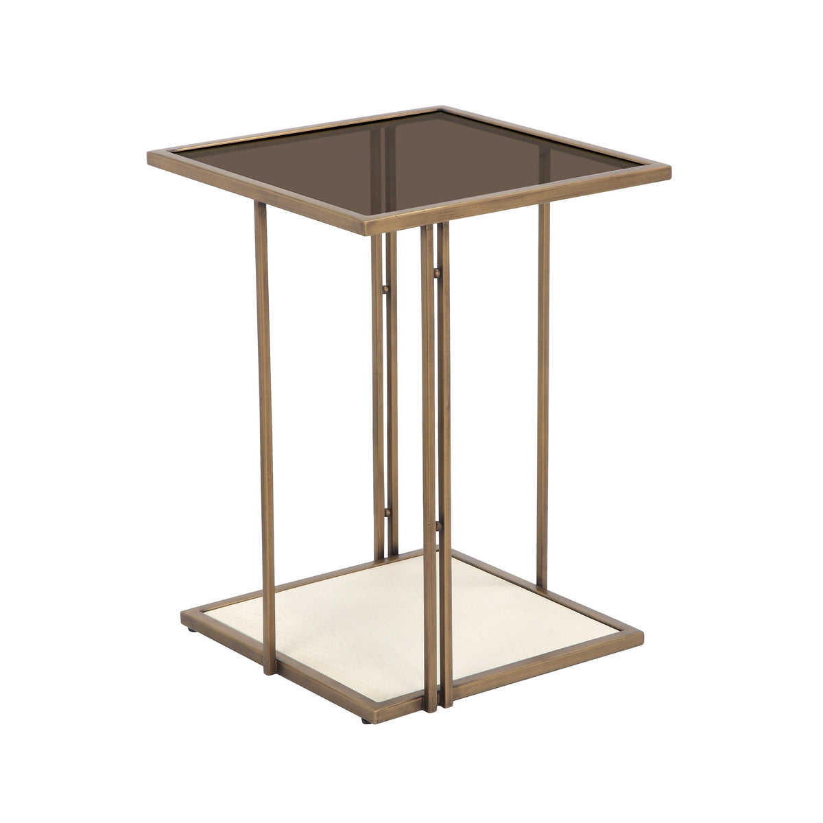 TOV Furniture Modern Emma Cream Ash & Glass Side Table - TOV-IHOC68603