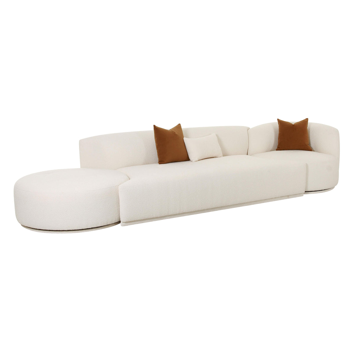 TOV Furniture Modern Fickle Cream Boucle 3-Piece Chaise Modular Sofa - TOV-L6866-C-SO2