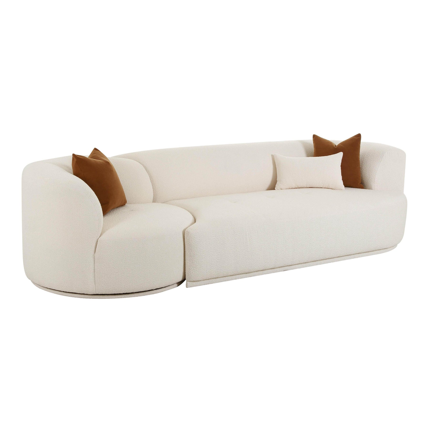 TOV Furniture Modern Fickle Cream Boucle 2-Piece Modular RAF Sofa - TOV-L6866-C-SO3R