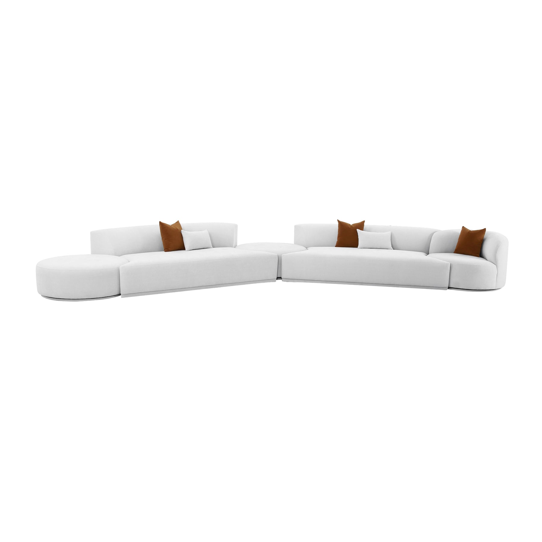 TOV Furniture Modern Fickle Grey Velvet 5-Piece Modular Chaise Sectional - TOV-L6866-G-SEC3