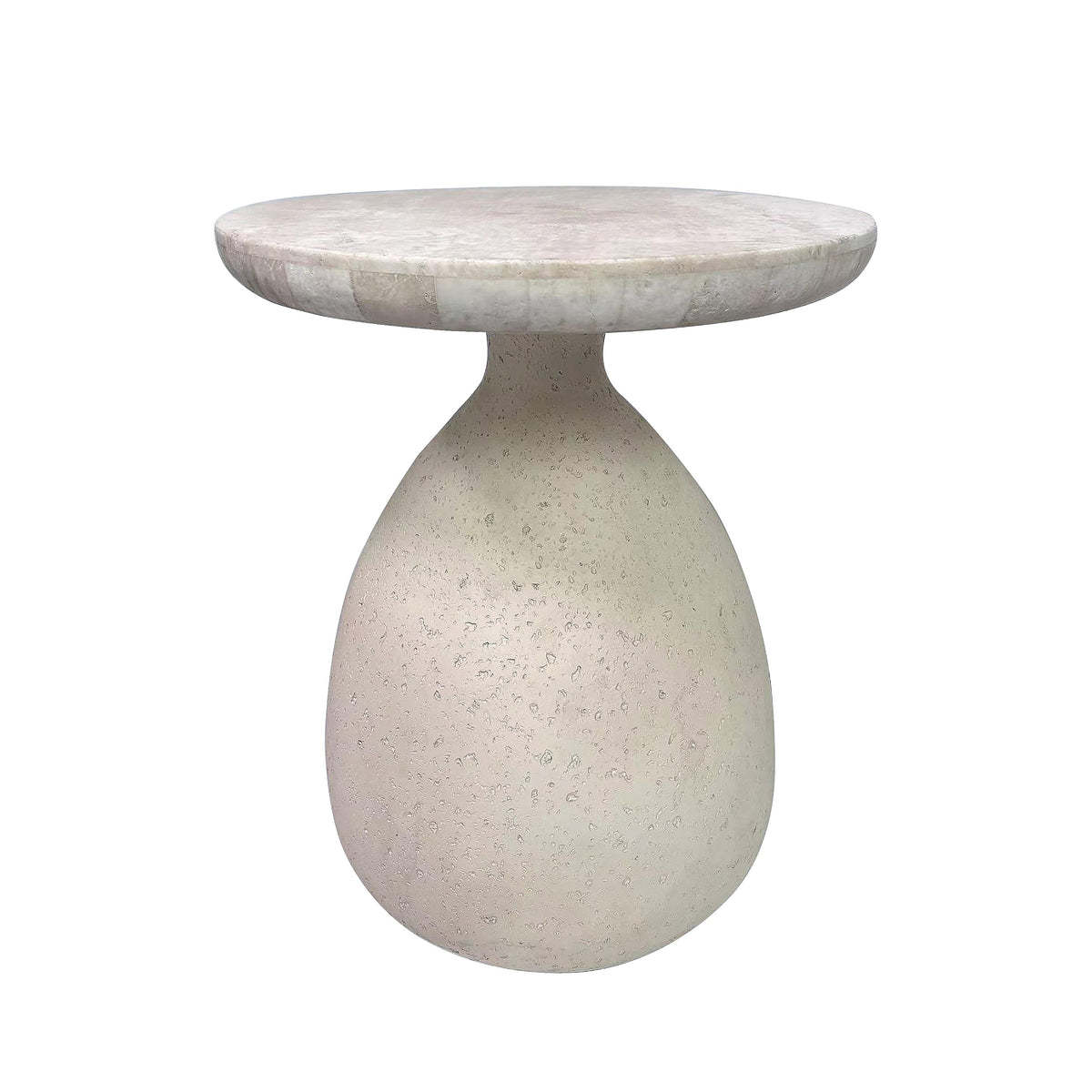 TOV Furniture Modern Gina Cream Travertine Side Table - TOV-OC68641