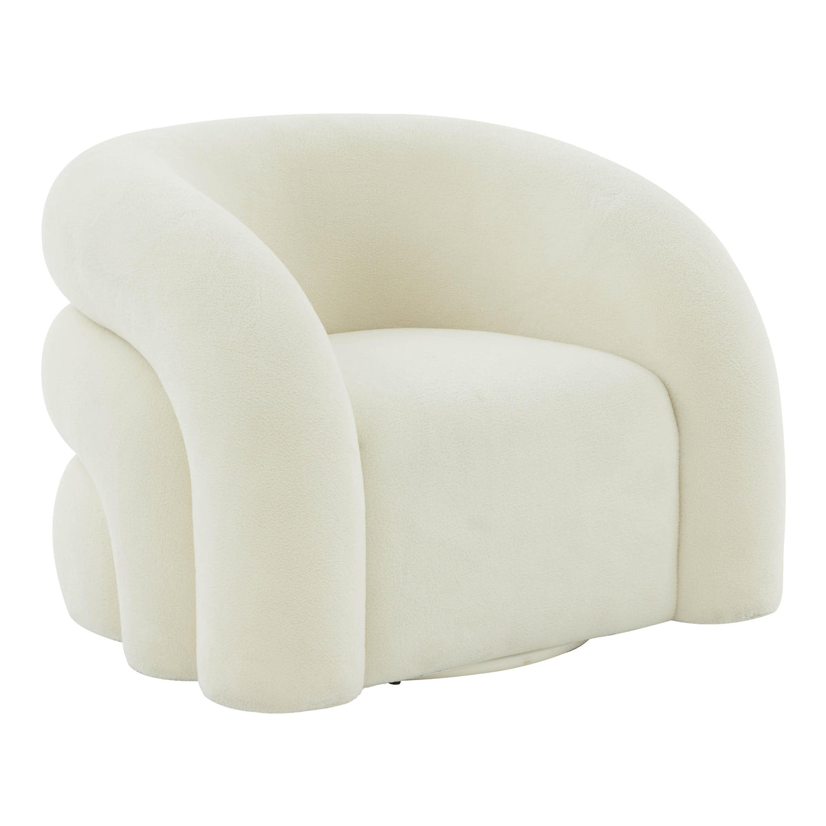 TOV Furniture Modern Slipper Cream Vegan Shearling Swivel Chair - TOV-S68572