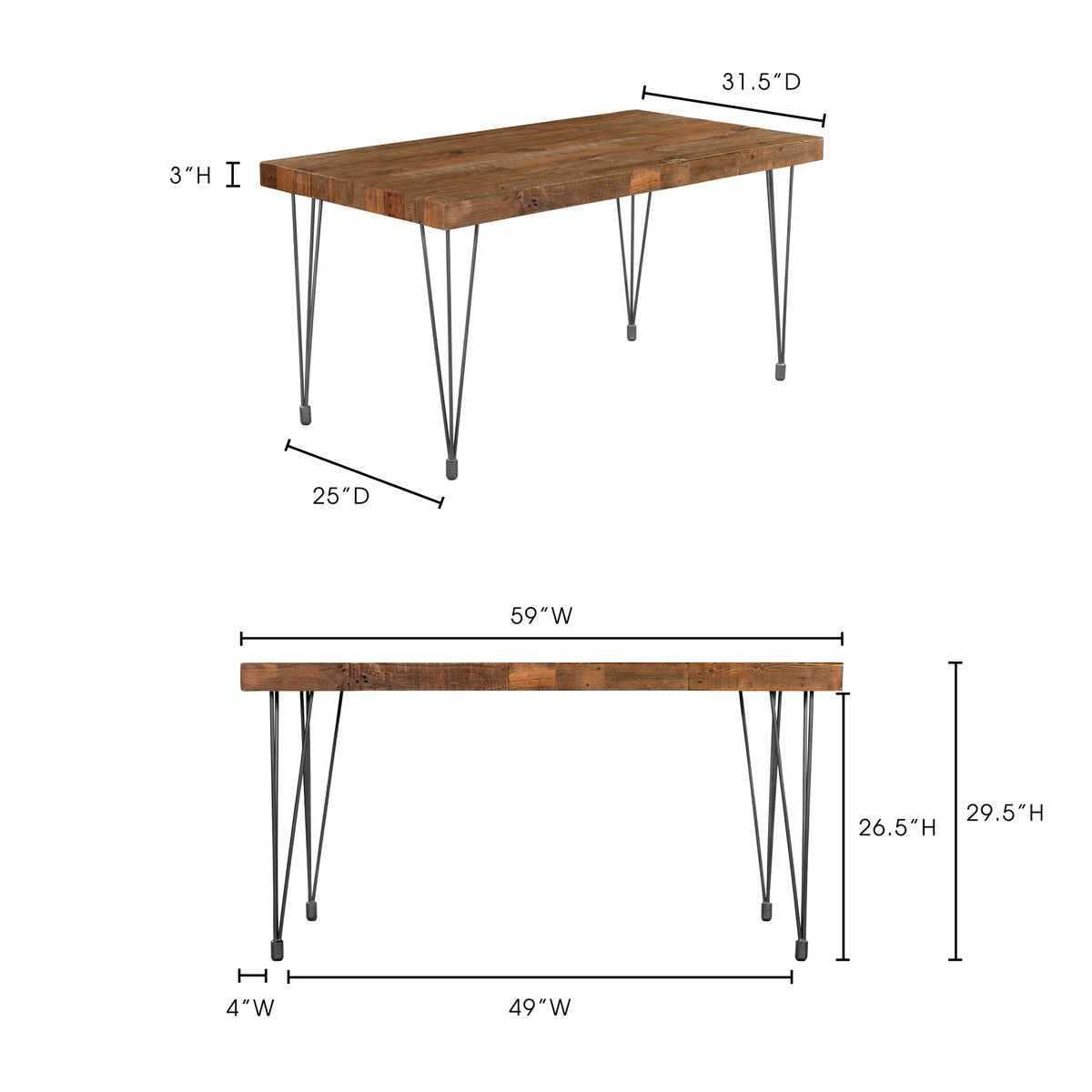 Moe's Home Collection Boneta Dining Table Small Natural - XA-1055-24