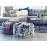 Moe's Home Collection Lamb Fur Pouf Black Snow - XU-1009-02 - Moe's Home Collection - pillow - Minimal And Modern - 1