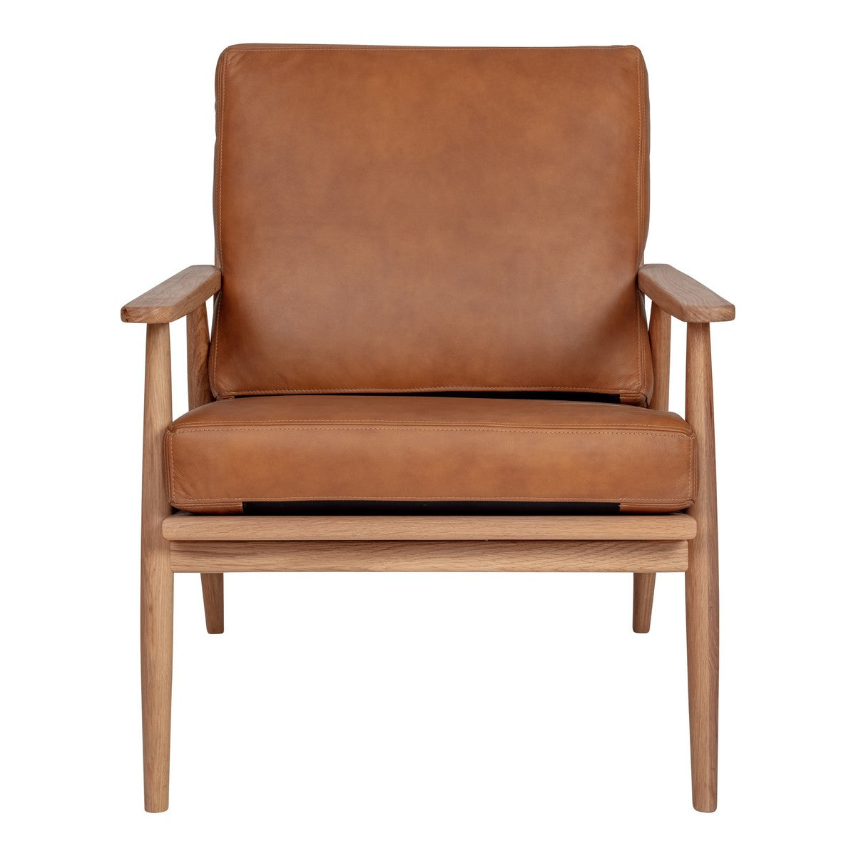 Moe's Home Collection Harper Leather Lounge Chair Tan - YC-1017-40 - Moe's Home Collection - Slipper Chairs - Minimal And Modern - 1