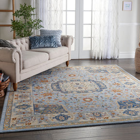 Nourison Light Blue Majestic Area Rug - MST03, Minimal & Modern 5