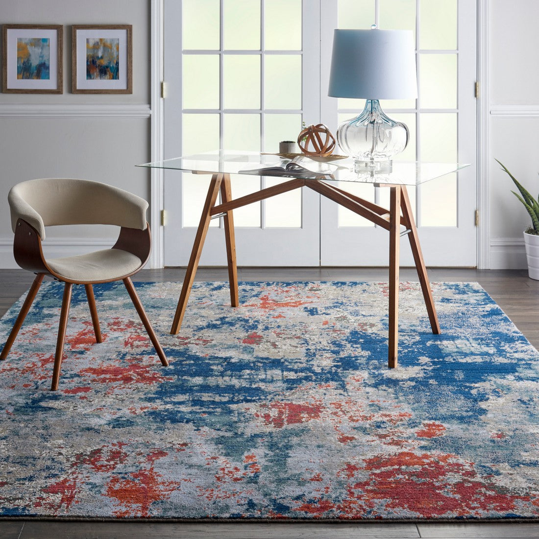 Nourison Navy/Brick Artworks Area Rug - ATW01, Minimal & Modern 3