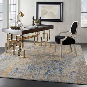 Nourison Beige/Blue Majestic Area Rug - MST01, Minimal & Modern 5