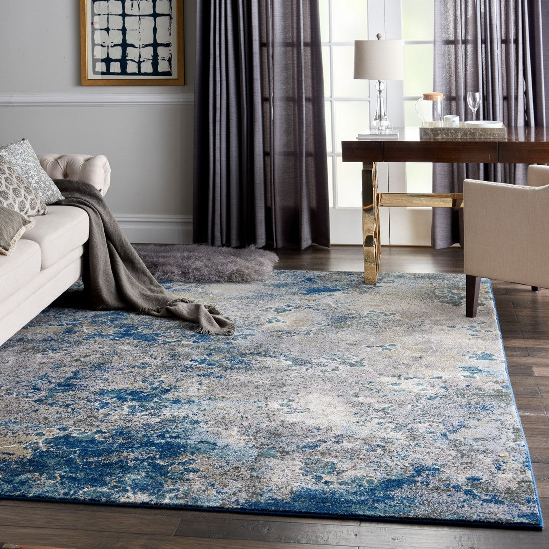 Nourison Blue/Grey Artworks Area Rug - ATW02, Minimal & Modern 5