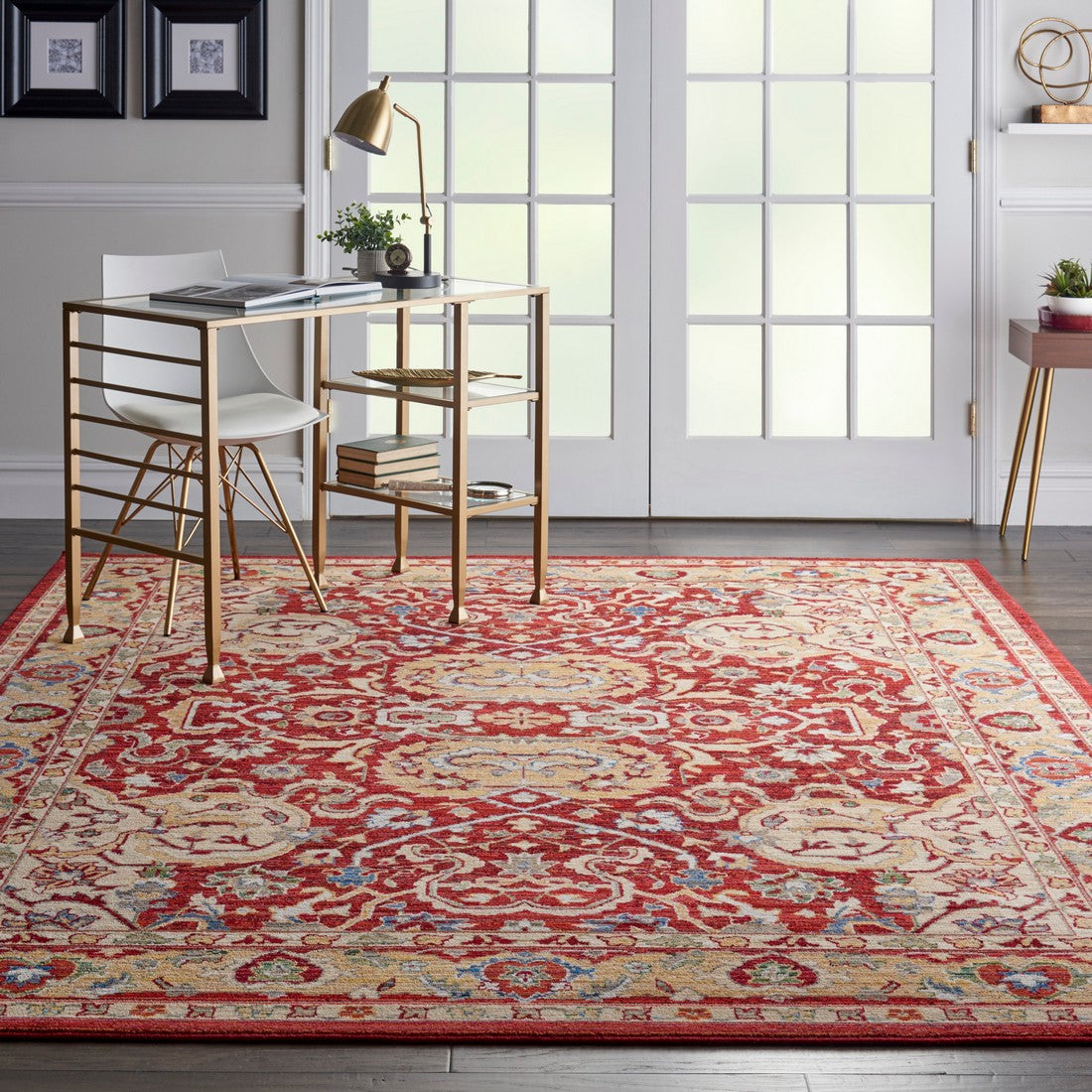 Nourison Red Majestic Area Rug - MST04, Minimal & Modern 3