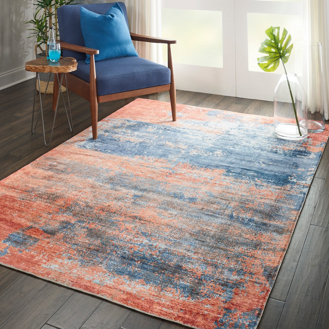 Nourison Blue/Brick kathy ireland Home Safari Dreams Area Rug - KI374, Minimal & Modern 6