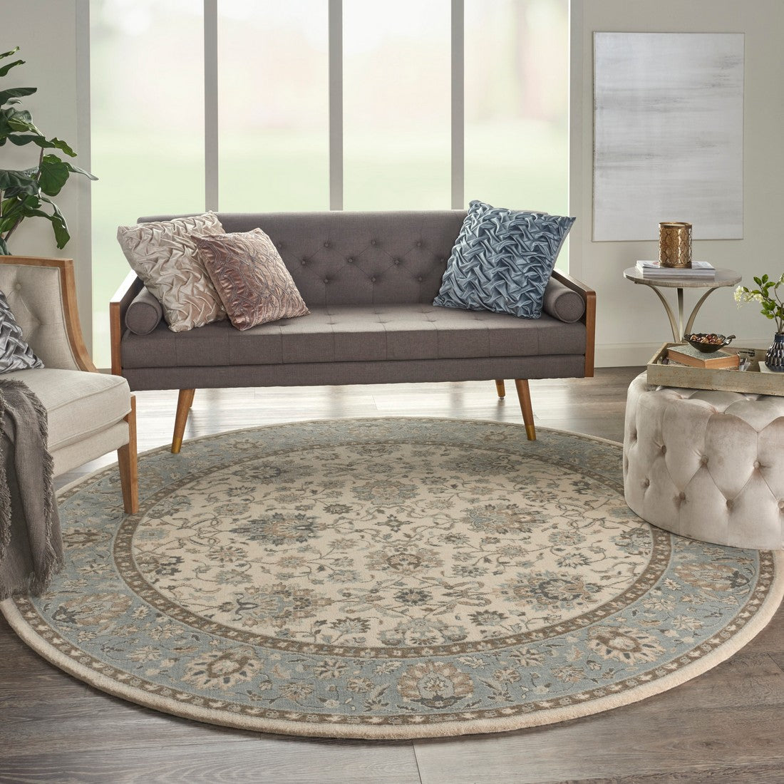 Nourison Ivory/Aqua Living Treasures Area Rug - LI16, Minimal & Modern 5