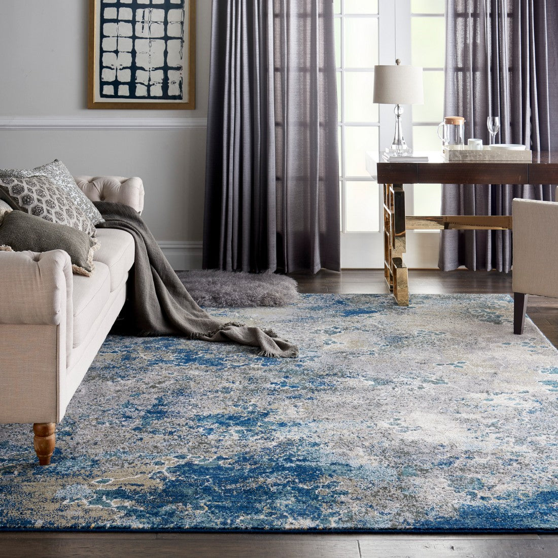 Nourison Blue/Grey Artworks Area Rug - ATW02, Minimal & Modern 3