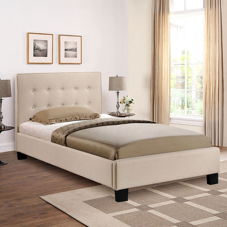 Modway Furniture Modern Caitlin Twin Fabric Bed in Beige MOD-5191-BEI-SET-Minimal & Modern