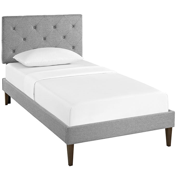 Modway Furniture Modern Terisa Twin Fabric Platform Bed with Squared Tapered Legs-Minimal & Modern