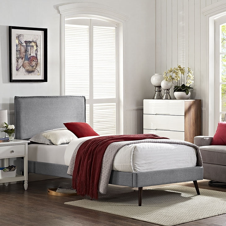 Modway Furniture Modern Camille Twin Fabric Platform Bed with Round Splayed Legs-Minimal & Modern