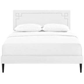 Modway Furniture Modern Josie Full Vinyl Platform Bed with Round Tapered Legs-Minimal & Modern