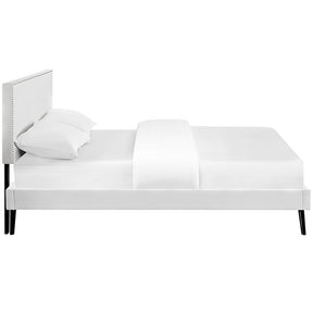 Modway Furniture Modern Phoebe King Vinyl Platform Bed with Round Splayed Legs-Minimal & Modern