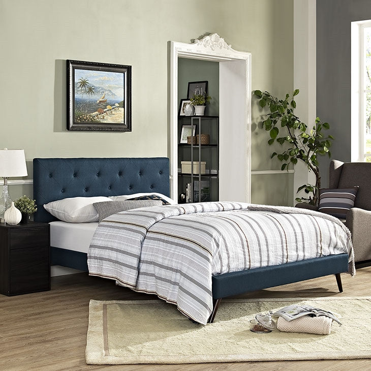 Modway Furniture Modern Terisa Full Fabric Platform Bed with Round Splayed Legs-Minimal & Modern