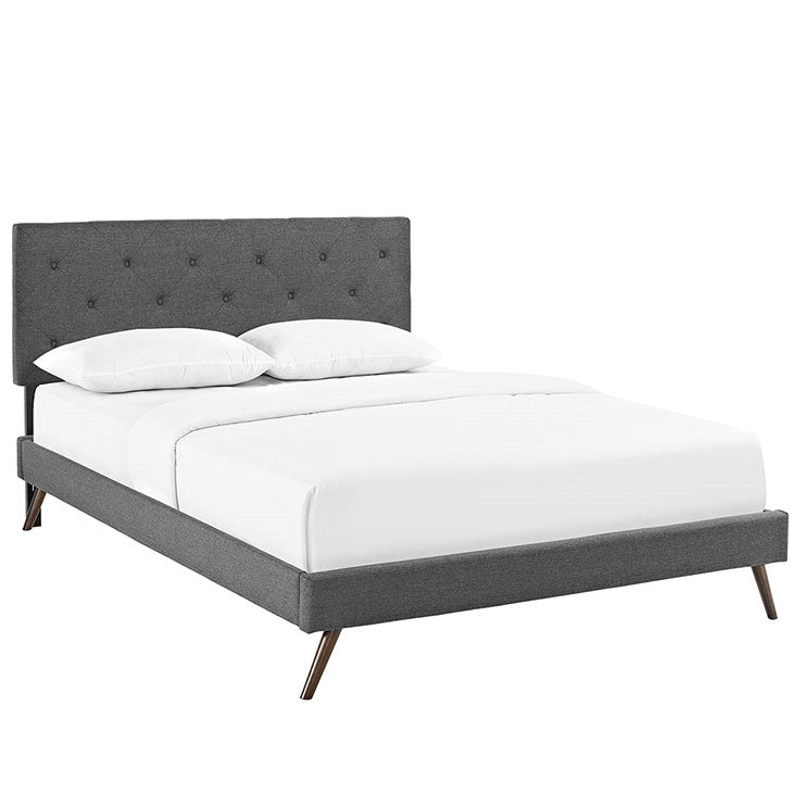 Modway Furniture Modern Terisa Full Fabric Platform Bed with Round Splayed Legs-Minimal & Modern