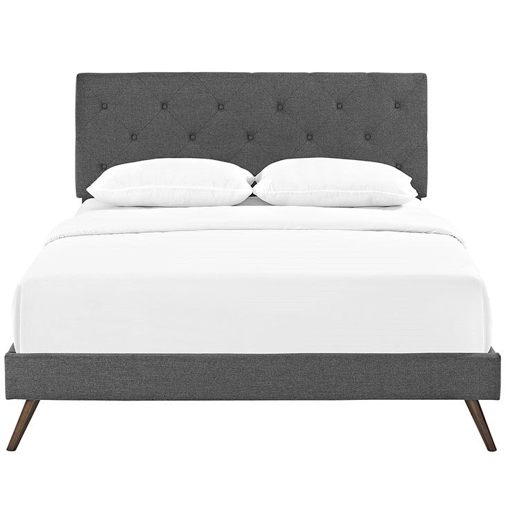 Modway Furniture Modern Terisa Full Fabric Platform Bed with Round Splayed Legs-Minimal & Modern