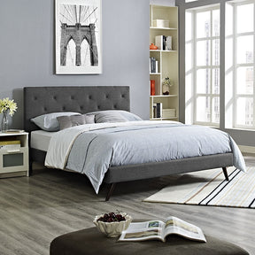 Modway Furniture Modern Terisa Full Fabric Platform Bed with Round Splayed Legs-Minimal & Modern