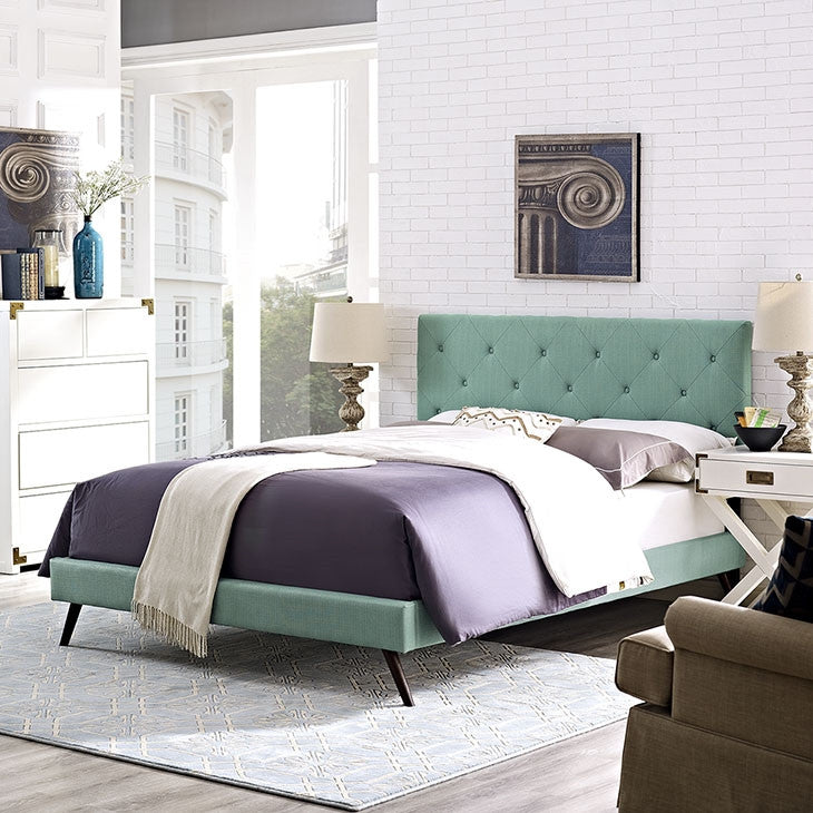 Modway Furniture Modern Terisa Full Fabric Platform Bed with Round Splayed Legs-Minimal & Modern