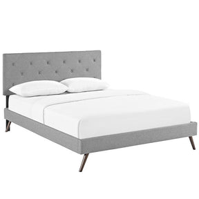 Modway Furniture Modern Terisa Full Fabric Platform Bed with Round Splayed Legs-Minimal & Modern