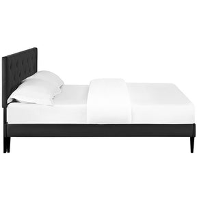 Modway Furniture Modern Terisa Full Vinyl Platform Bed with Round Tapered Legs-Minimal & Modern