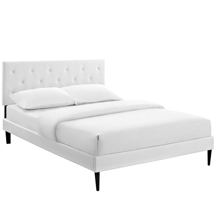 Modway Furniture Modern Terisa Full Vinyl Platform Bed with Round Tapered Legs-Minimal & Modern