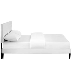 Modway Furniture Modern Terisa Full Vinyl Platform Bed with Round Tapered Legs-Minimal & Modern