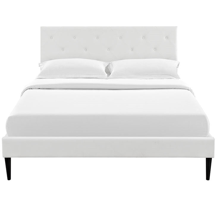 Modway Furniture Modern Terisa Full Vinyl Platform Bed with Round Tapered Legs-Minimal & Modern