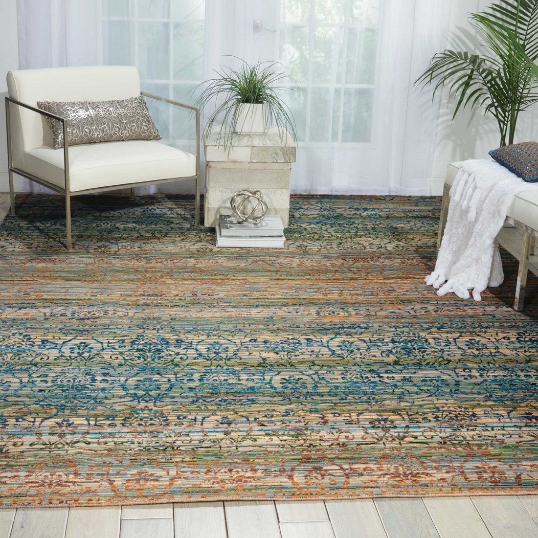 Nourison Beige/Blue Rhapsody Area Rug - RH003, Minimal & Modern 3