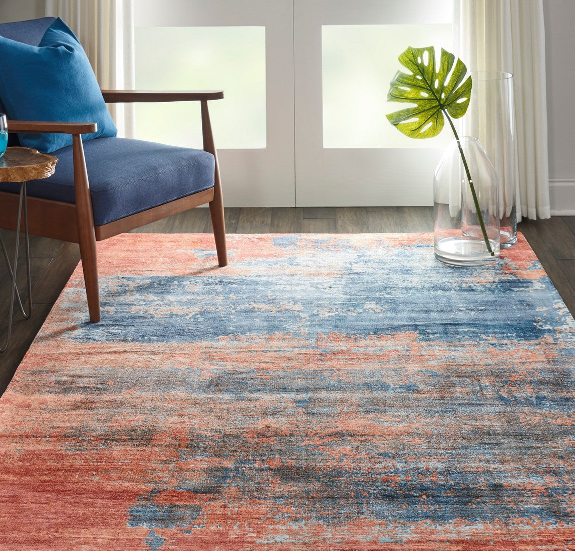 Nourison Blue/Brick kathy ireland Home Safari Dreams Area Rug - KI374, Minimal & Modern 4