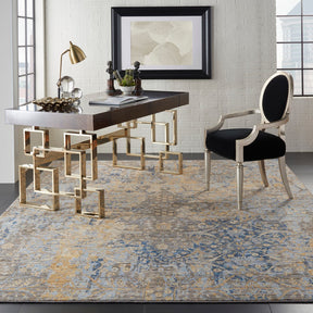 Nourison Beige/Blue Majestic Area Rug - MST01, Minimal & Modern 3