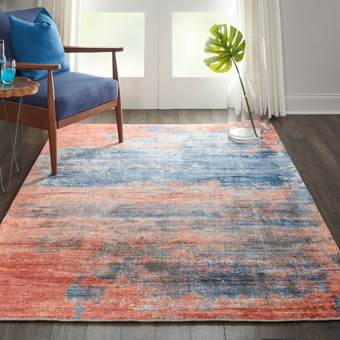 Nourison Blue/Brick kathy ireland Home Safari Dreams Area Rug - KI374, Minimal & Modern 3