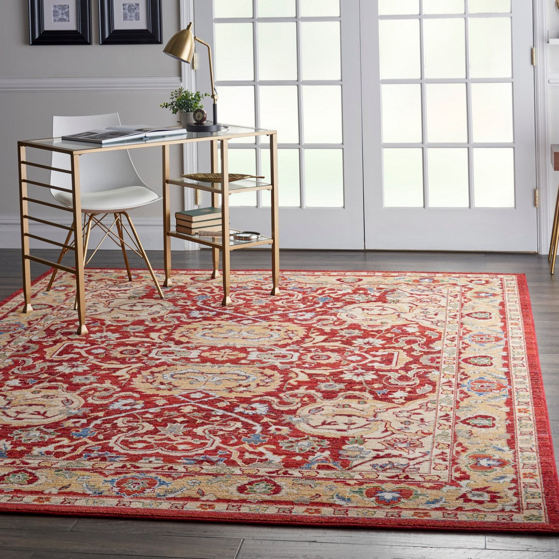 Nourison Red Majestic Area Rug - MST04, Minimal & Modern 5