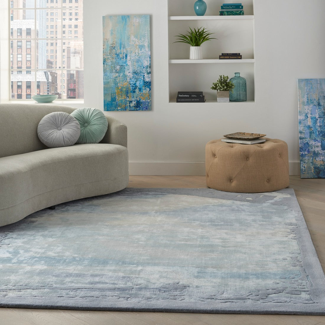 Nourison Seafoam/Silver Prismatic Area Rug - PRS19, Minimal & Modern 5